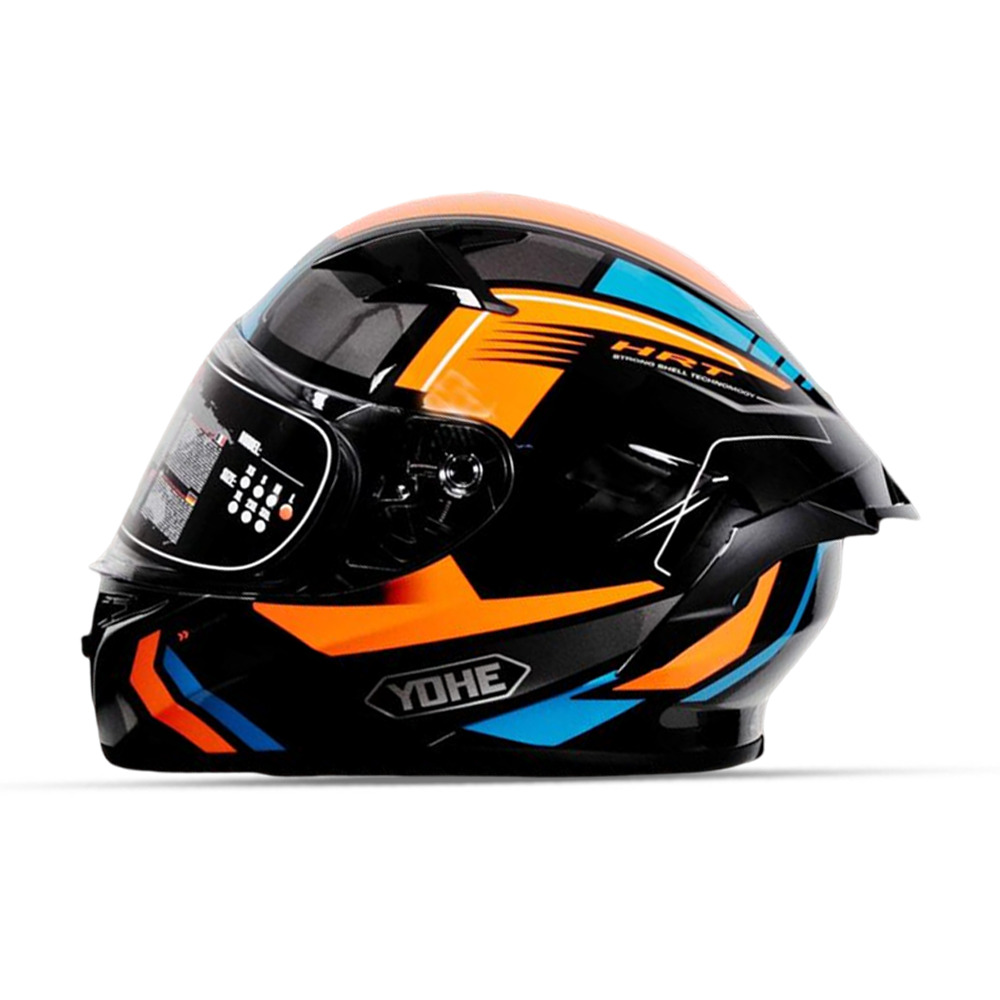 YOHE 978-2-62#A Full Face Glossy Helmet - Black Orange Blue Glossy