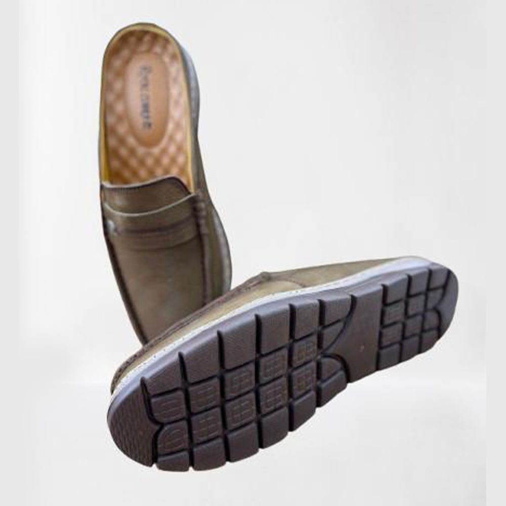 Leather Half Shoes For Men - Grayish Brown