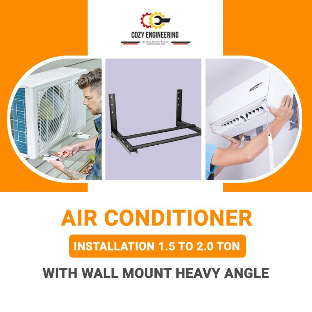 Air Conditioner Installation 1.5 To 2.0 Ton With Wall Mount Heavy Angle
