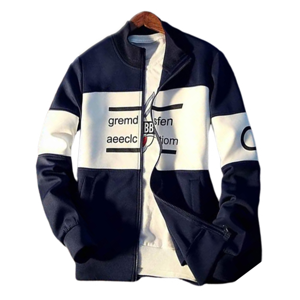 PP Microfiber Winter Jacket For Men - Blue and White - J-131
