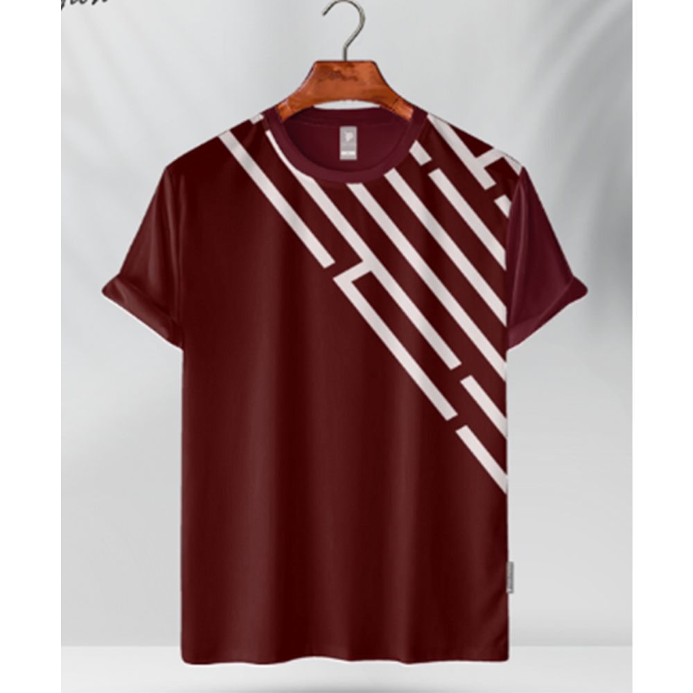 Combed Cotton Half Sleeve T-Shirt For Men - Marron