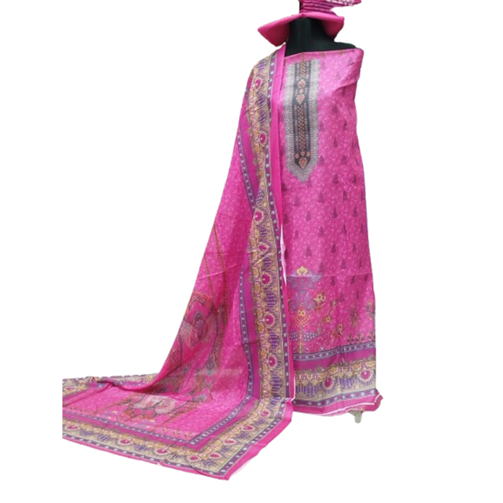 Unstitched Swiss Cotton Digital Printed Salwar Kameez For Women - Multicolor - 3A-T37