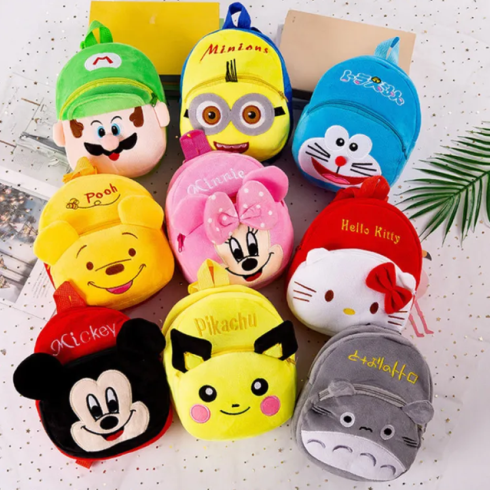 Plush Cartoon School Bag For Baby - Multicolor