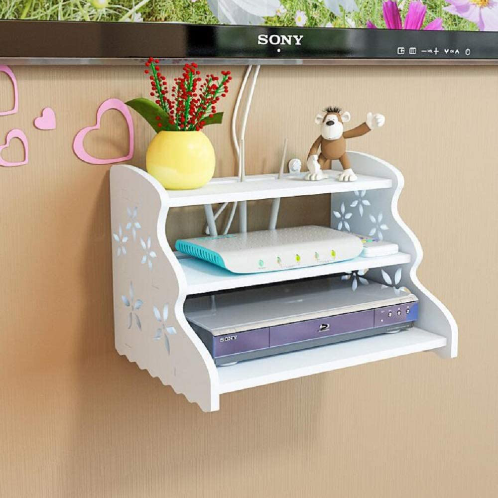 PVC Board 3 Layers Wi-Fi Router Stand - White
