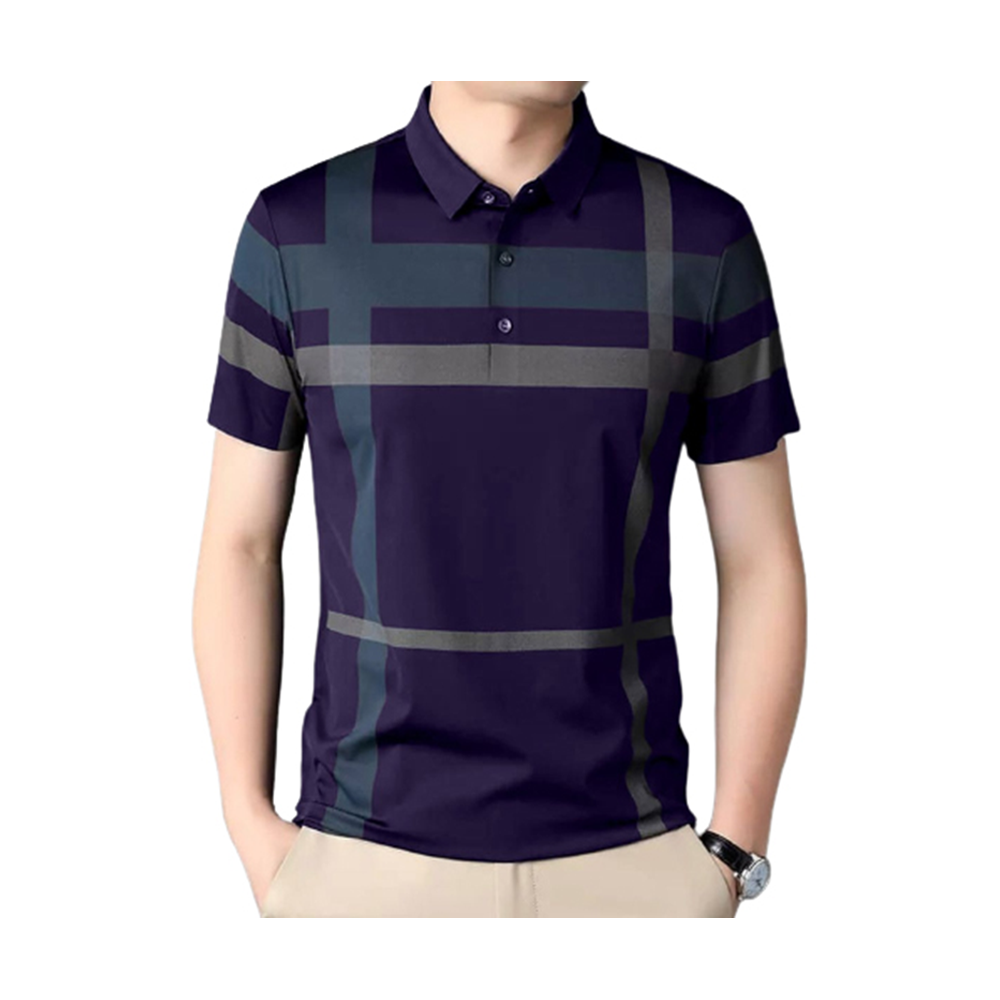 Cotton Half Sleeve Polo Shirt For Men - Navy Blue - PT-09