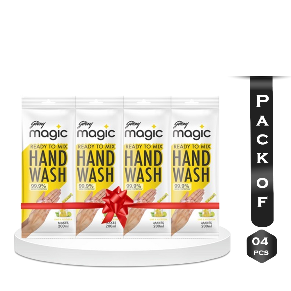 Pack of 4 Pcs Godrej Magic Handwash Lime Aloe Vera Refill Pack - 36gm