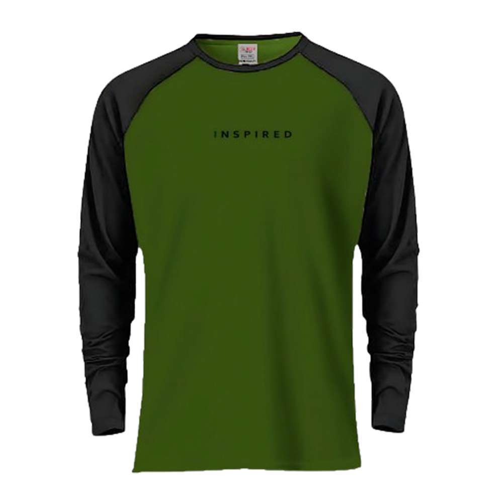 Cotton Reglan Full Sleeve T-Shirt for Men - Olive and Black - 1004