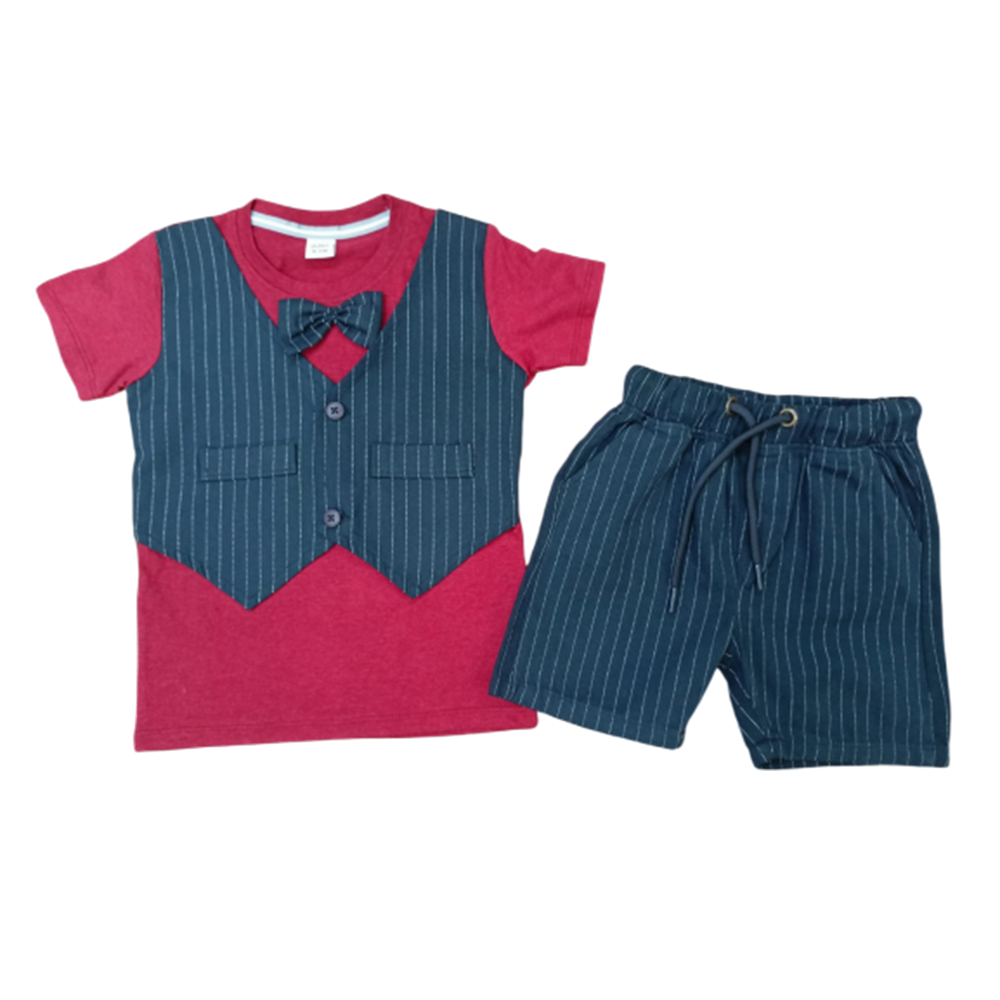 Cotton Formal Koti Set For Baby Boys - Red - HP-01-BFKS