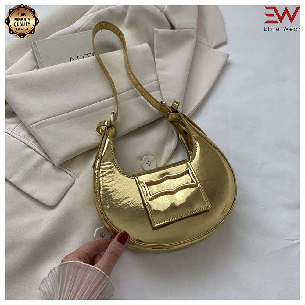 Artificial Leather Thai Stylish Hand Bag For Women - Golden - P295 D