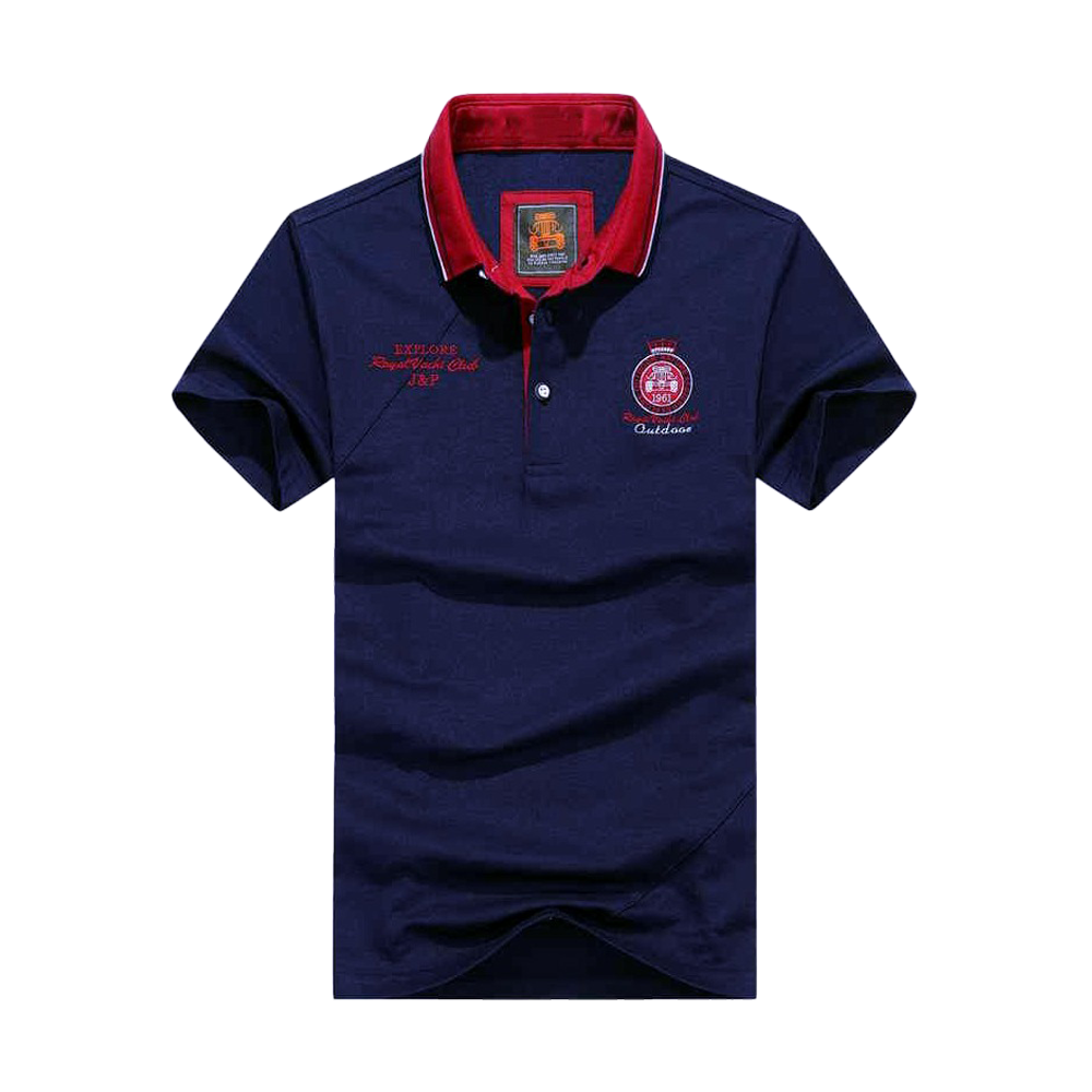 Cotton Half Sleeve Polo Shirt for Men - Navy Blue