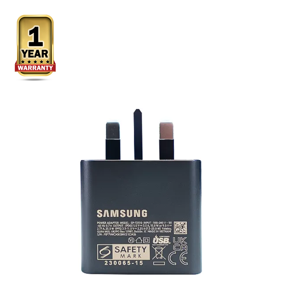 Samsung 25W PD USB-C 3 Pin Adapter - Black