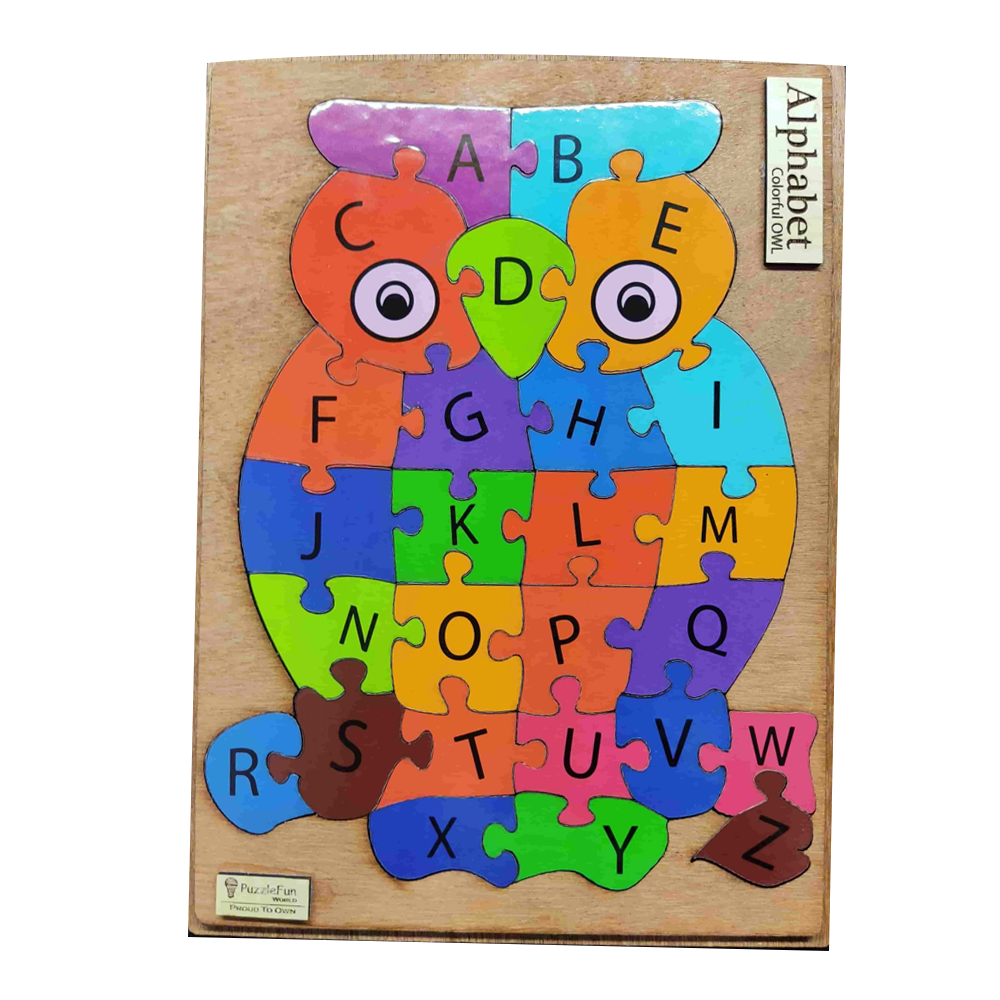 Wood Owl Alphabet Puzzle - Multicolor