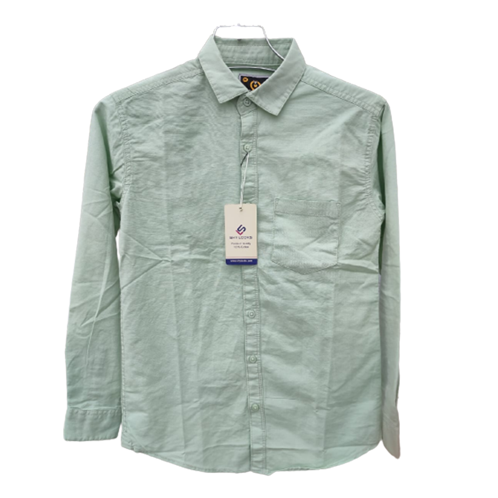 Oxford Cotton Full Sleeve Shirt For Men - Light Green - OP67