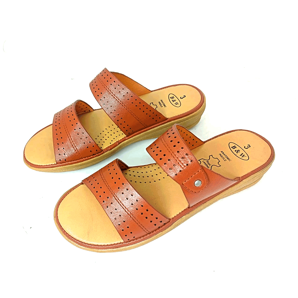  Leather Slipper Sandals For Women - Brown - BW010521