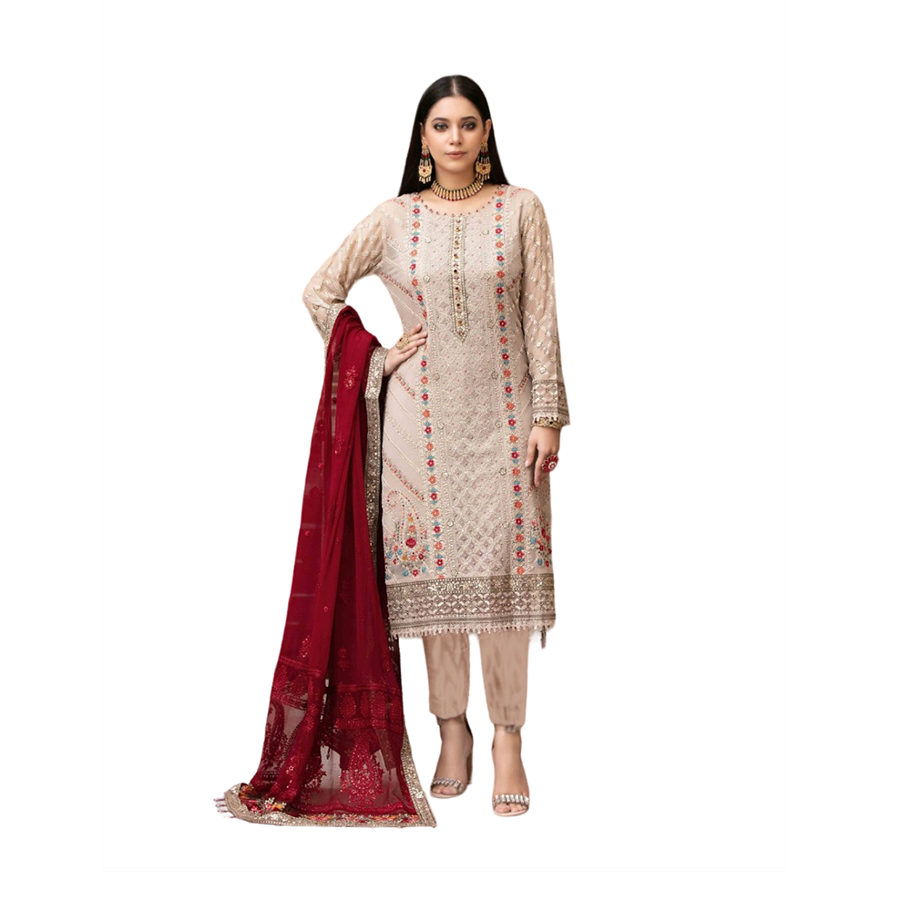 Pakistani Designed Gorgeous Party Wear - SK -308 - Off White