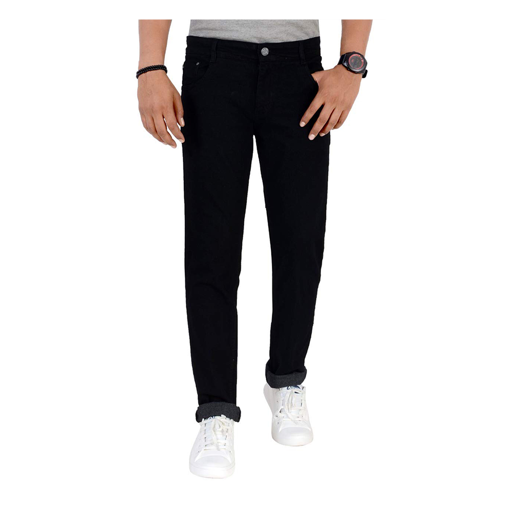 Cotton Semi Stretch Denim Jeans Pant For Men - Deep Black - NZ-13079