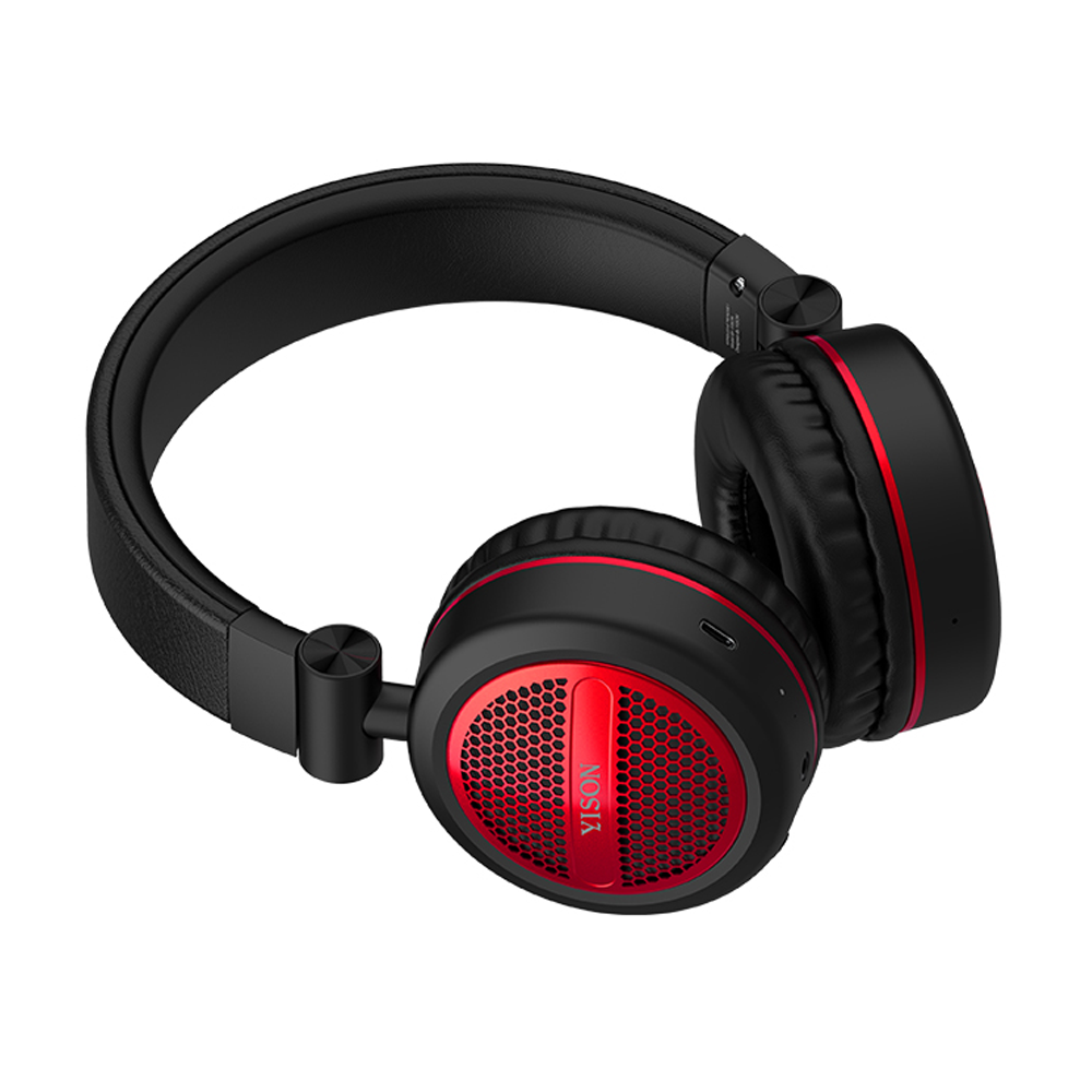 Yison B4 Portable Wireless Overhead Foldable Headphone - Black and Red