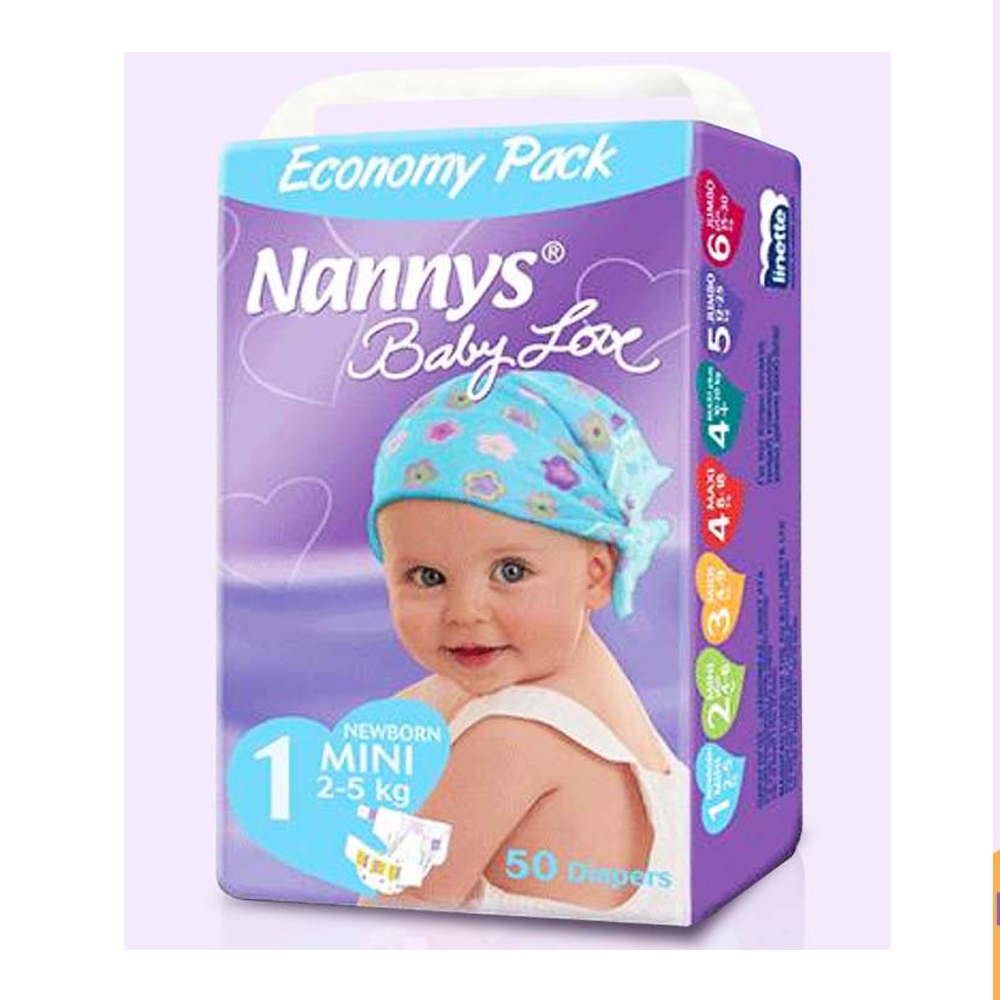 Nannys Love Newborn Baby Diaper - 2 – 5 kg - 50 Pcs 