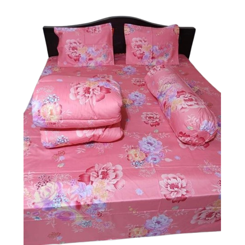 Twill Cotton King Size Five In One Comforter Set - Multicolor - CFS-200