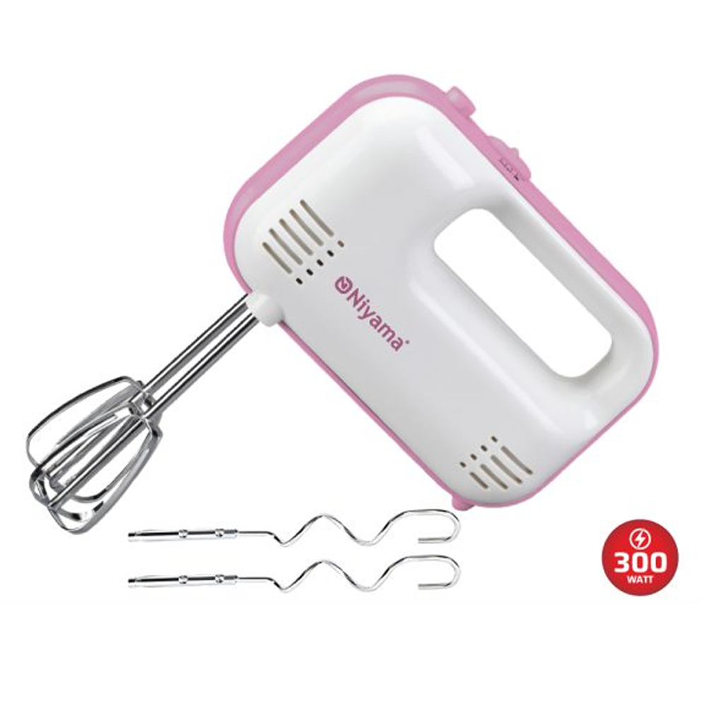 Niyama NEB-2503 Electric Egg Beater and Mixer - White Pink