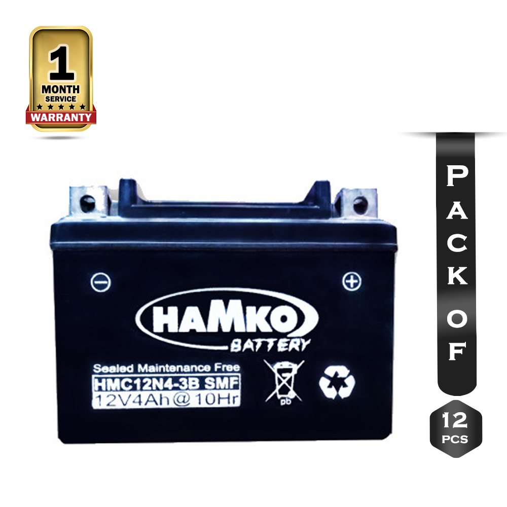 Pack Of 12Pcs Hamko 12N4-3B Sealed Motorcycle Battery - 12 Volt