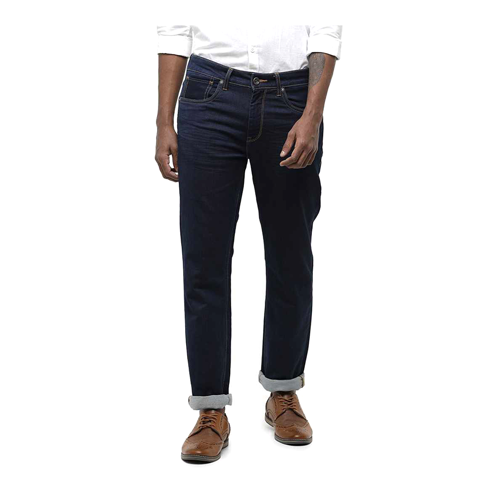 Cotton Semi Stretch Denim Jeans Pant For Men - Dark Blue - NZ-13018