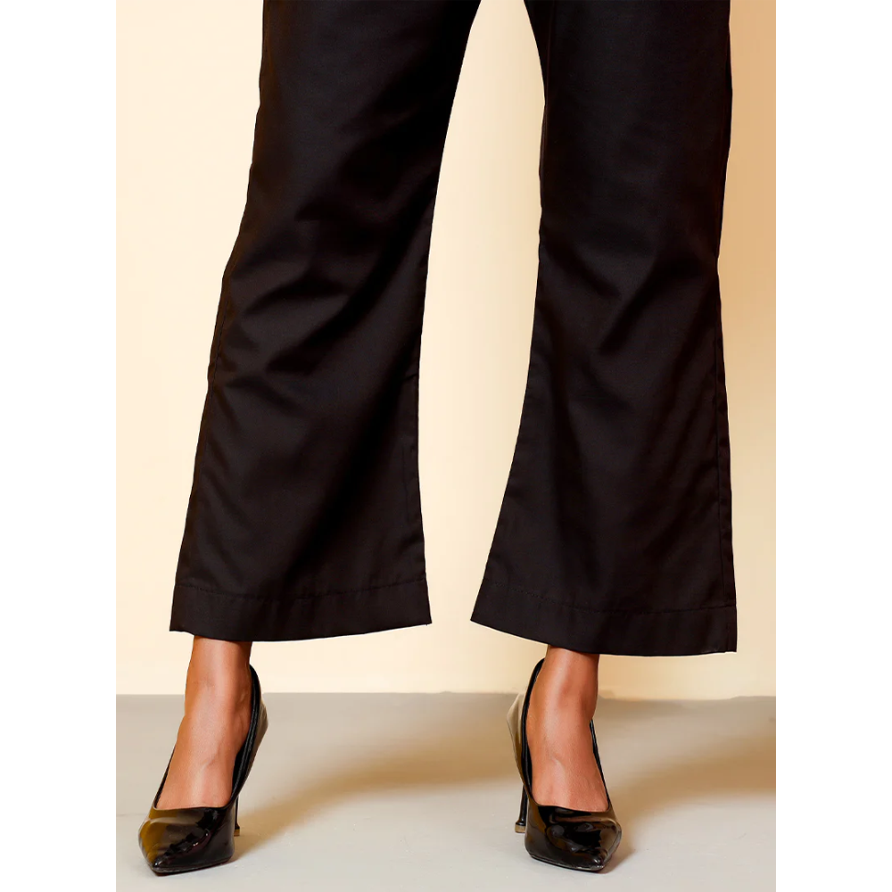 Cotton Bell Bottom Pant For Women - Black - 0523 000201