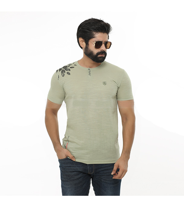 Cotton Short Sleeve T-Shirt for Men - Ash 