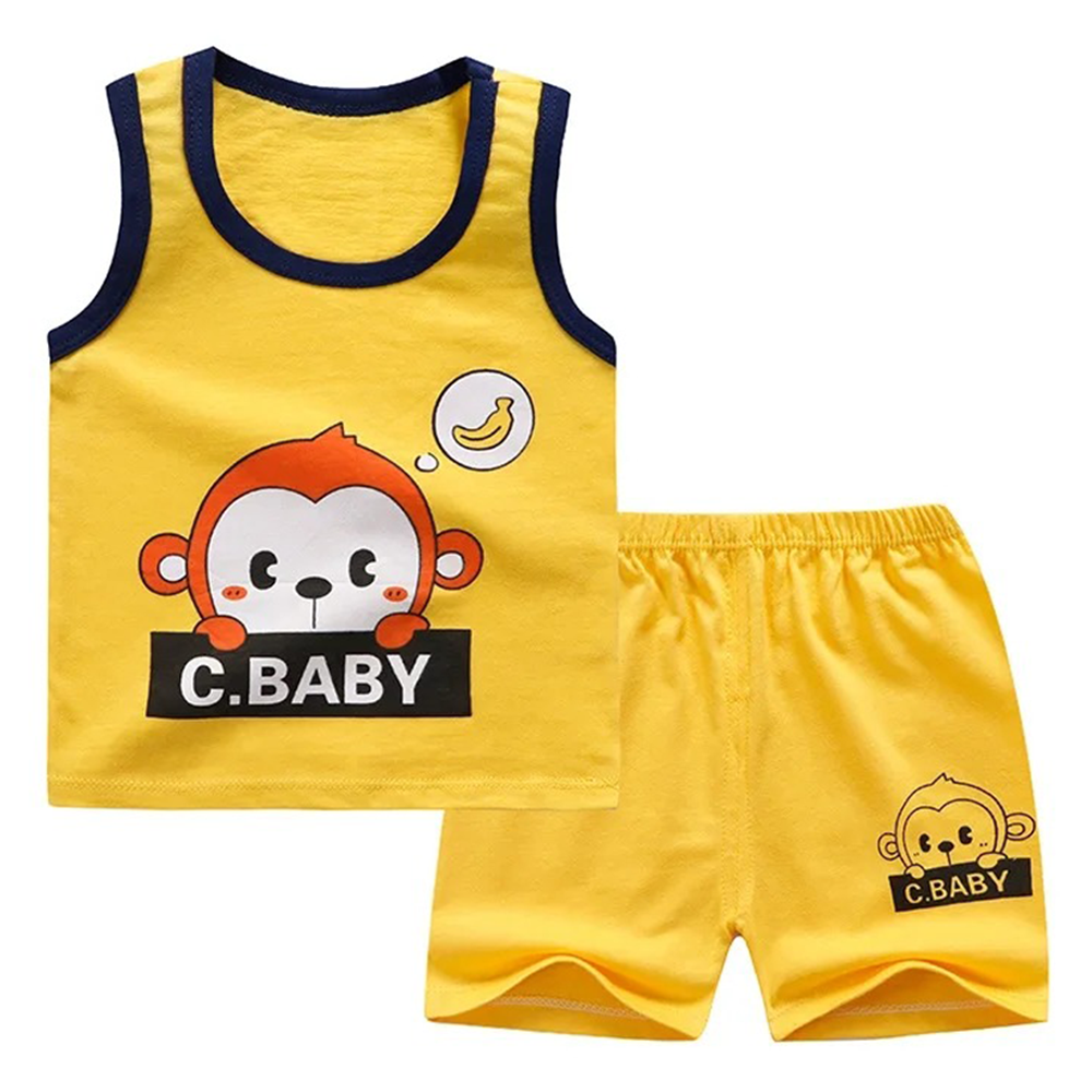 Cotton T-Shirt and Half Pant Set For Baby Boys - Multicolor - BM-86