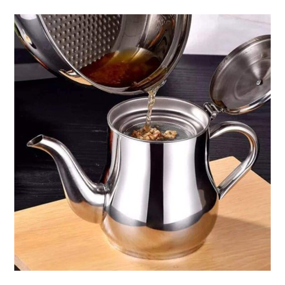 Stainless Steel Oil Strainer Pot Container Jug - 610ml