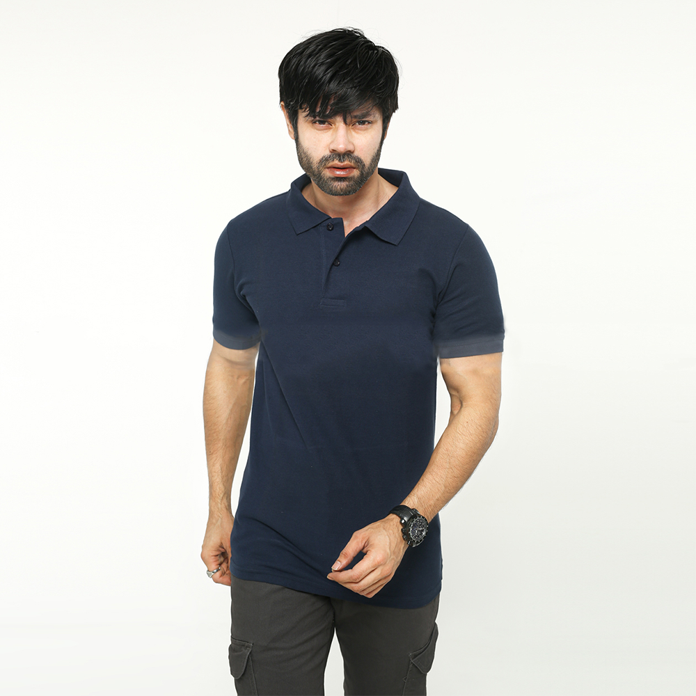 Cotton Polo Shirt For Man - Blue - NZ-9002