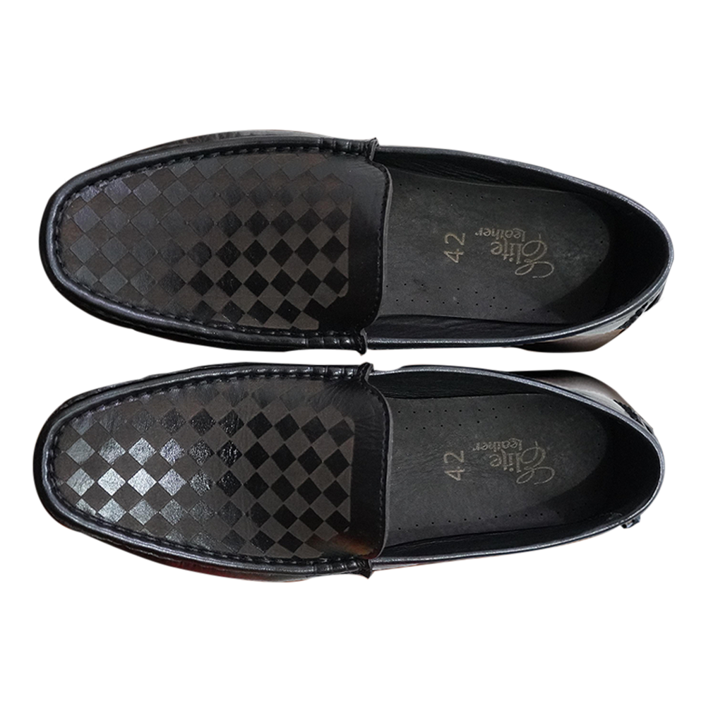 Elite Leather Loafer Shoes For Men - Black - FL 3502