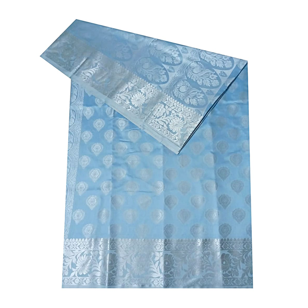 Taty Polly Soft Silk Katan Saree For Women - Light Blue - K.S 04