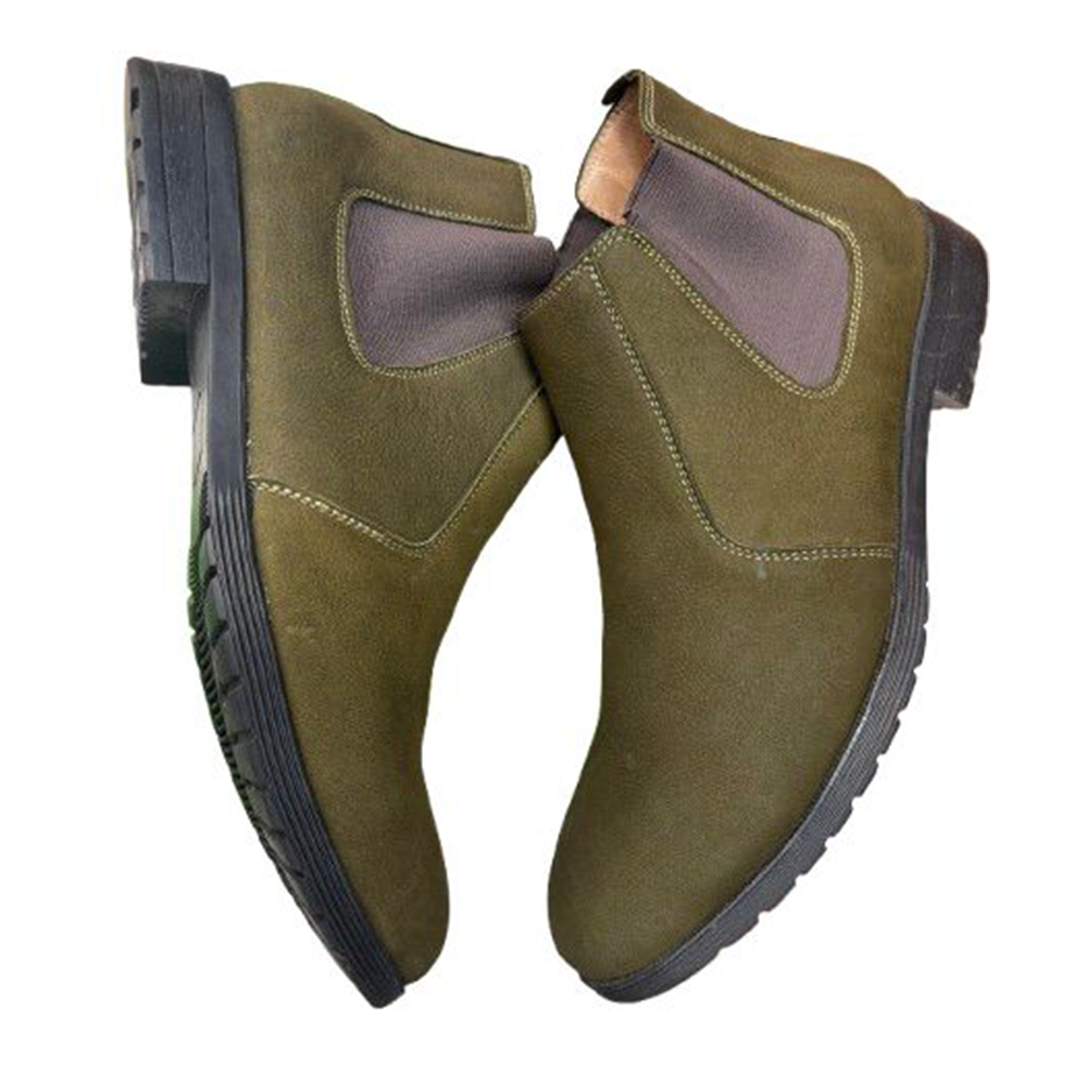 Leather Boot for Men - Olive - 005