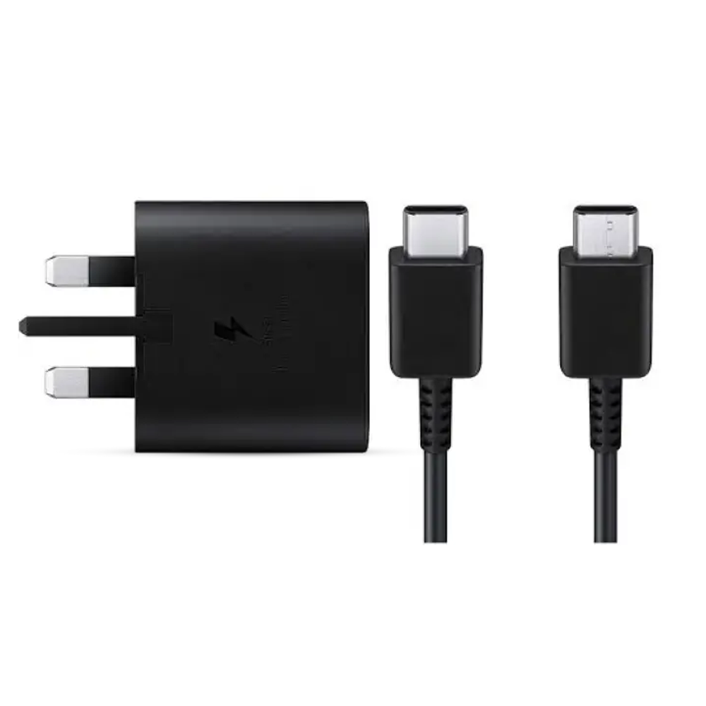 Samsung 45W Fast Charging 3 Pin Adapter with Type-C to Type-C Cable - Black