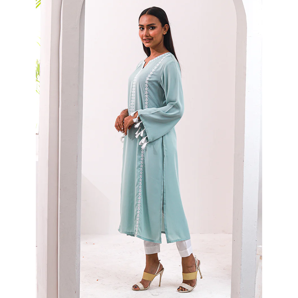 Cherry Georgette Kurti for Women - Pastel Sky - 1222-000097