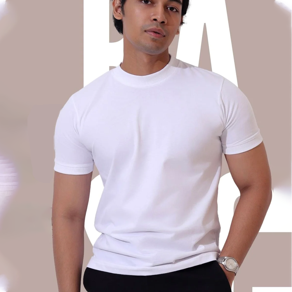 Muscle Fit Cotton Premium Full Sleeve T-Shirt For Men - White