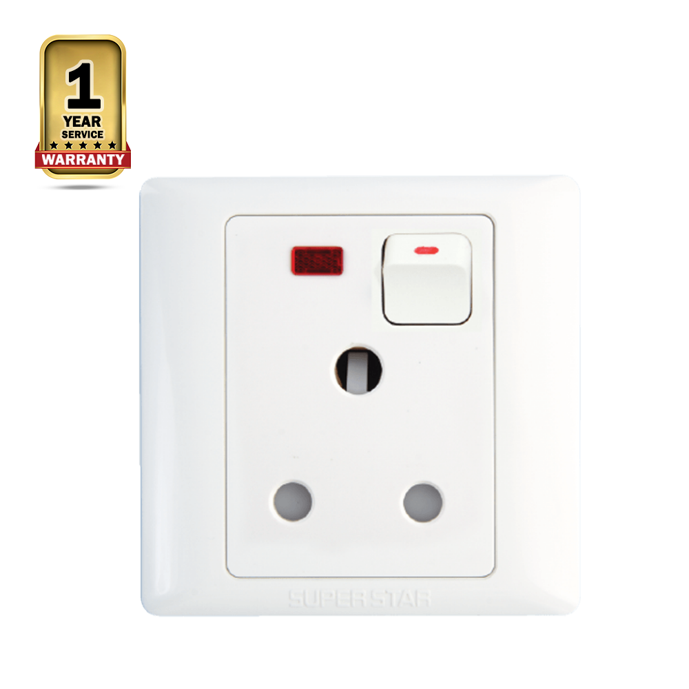 Superstar Rose 15A 3 Pin Round Socket - White