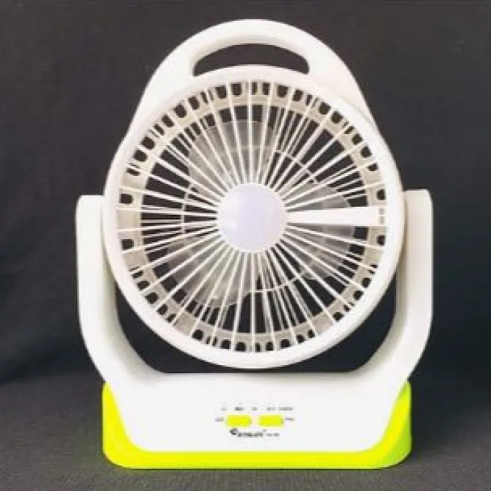 Joykaly YG-729 Portable Rechargeable LED Light AC-AD Electronic Fan - 8 inch - White