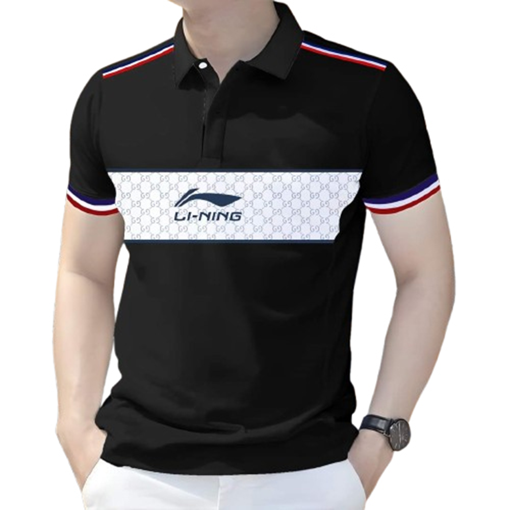 PK Cotton Polo Shirt For Men - Black and White - PT-318