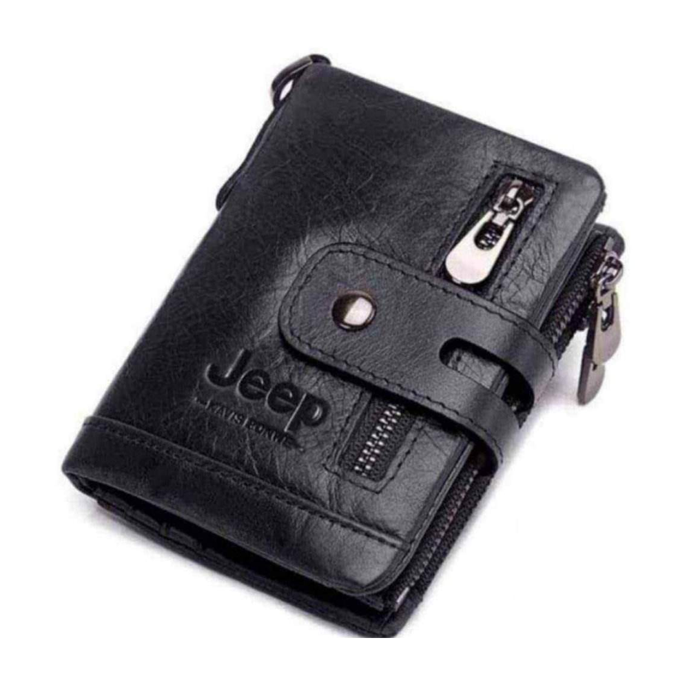 Genuine Leather Wallet For Men - Black - W-06