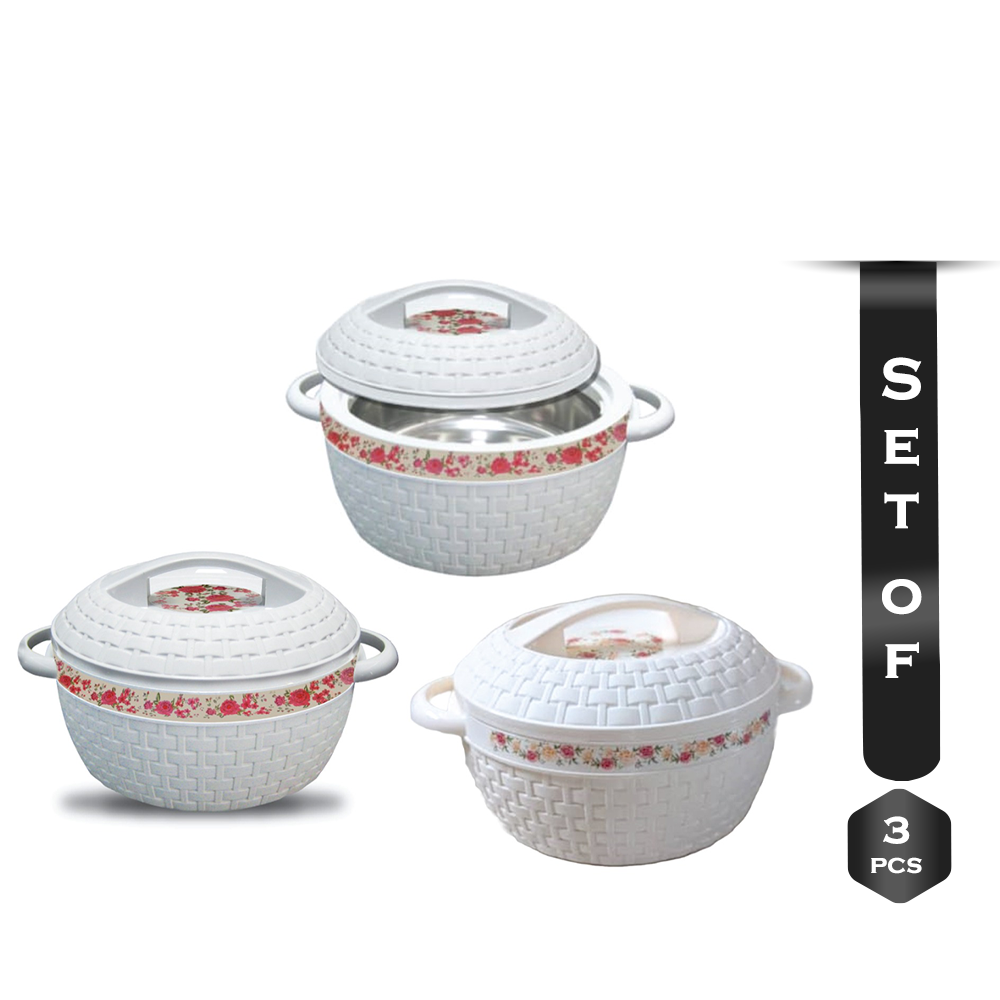 Set Of 3 Pcs Kiam Flora Stainless Steel Hotpot - White 