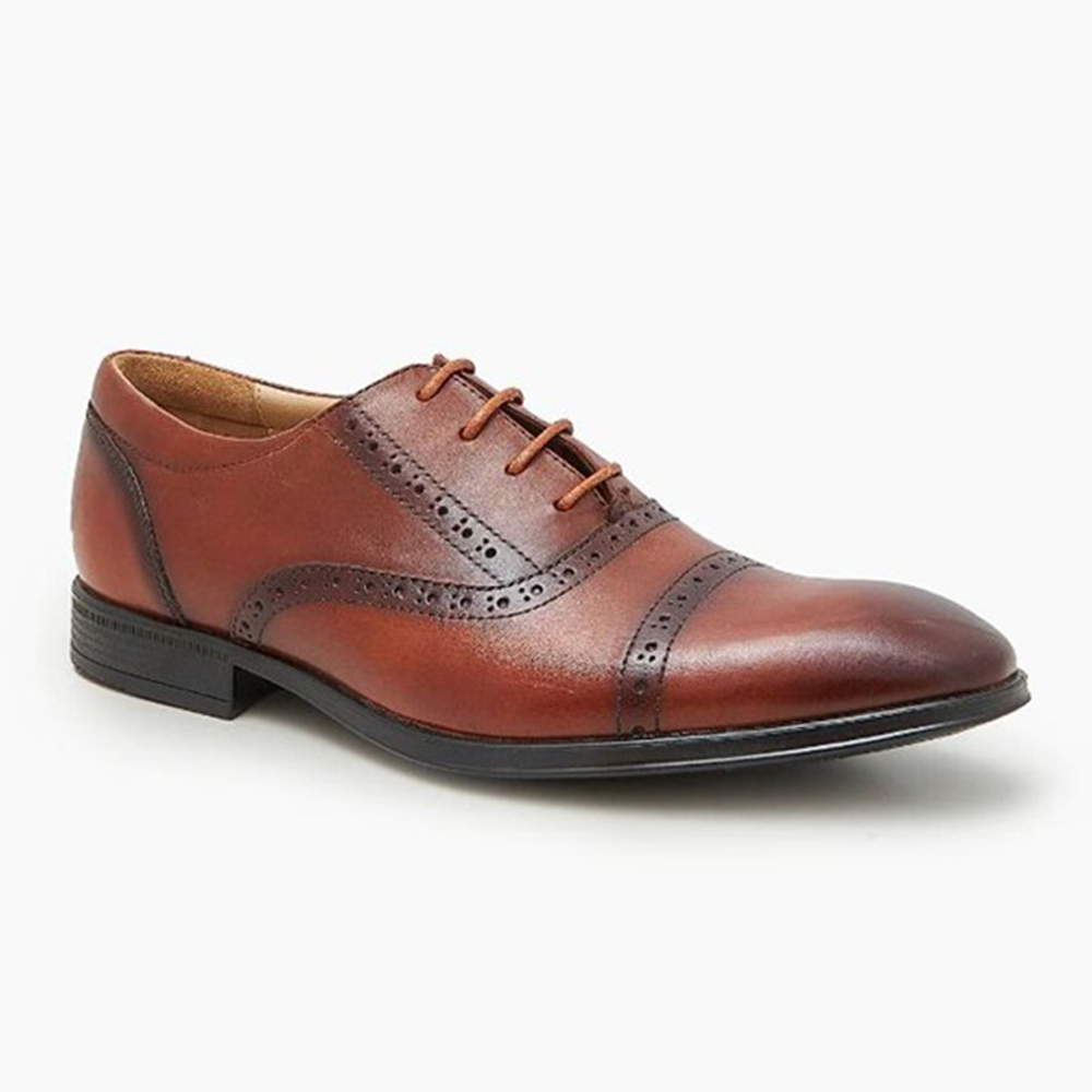 Oxford Leather Formal Shoes For Men - Mustard - 101-020