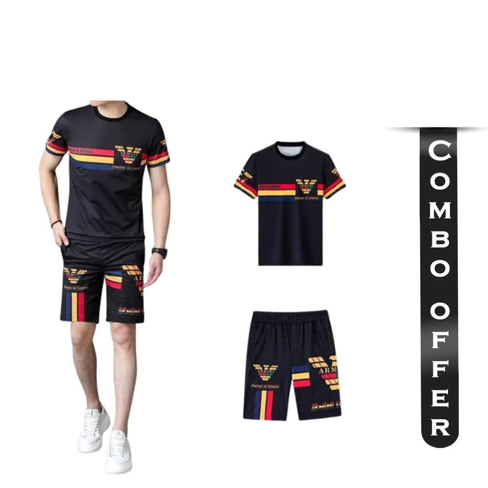 Combo of PP T-Shirt and Half Pant Set For Men - Multicolor - T3-N11