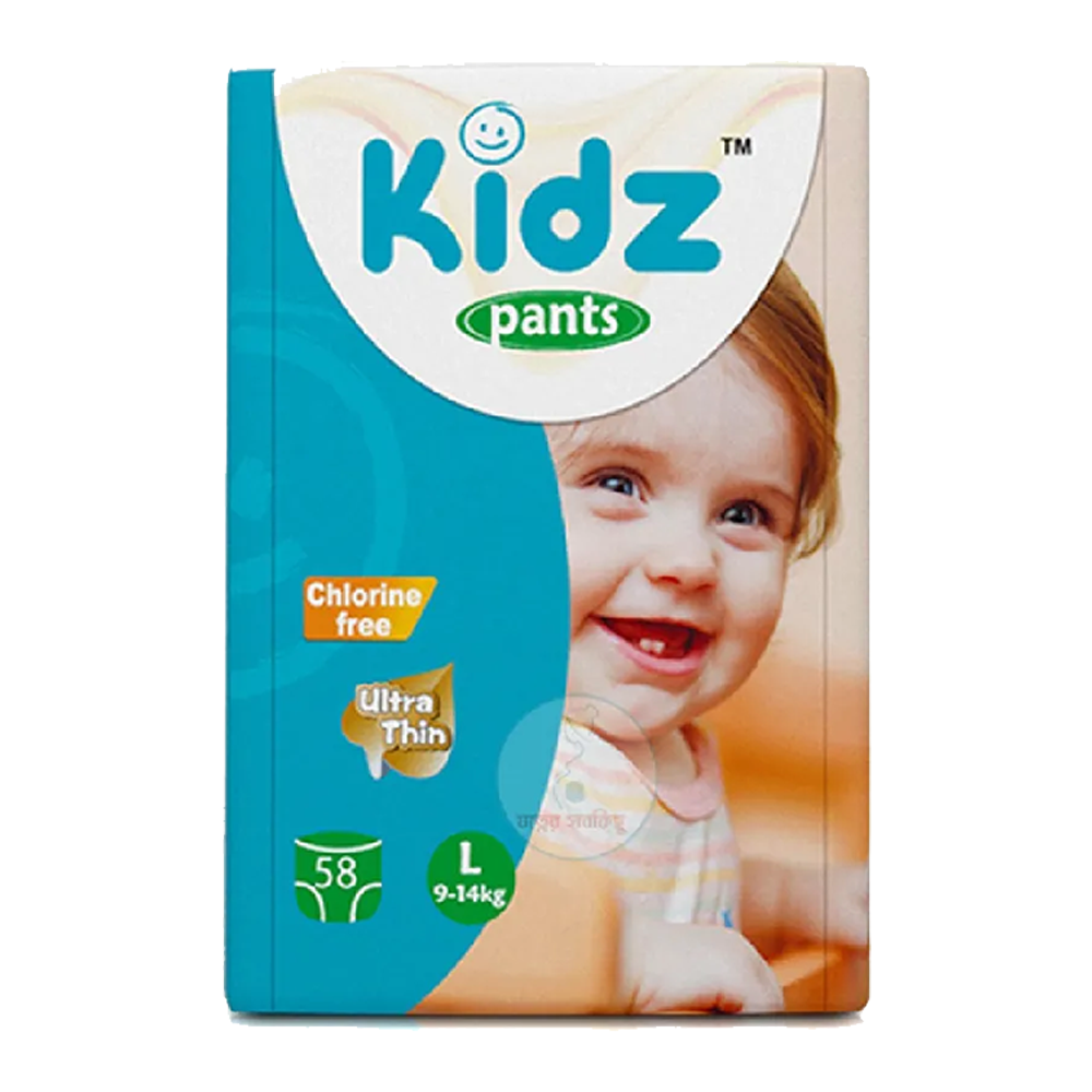 Kidz Baby Diaper - L - 9-14Kg - 58 Pcs