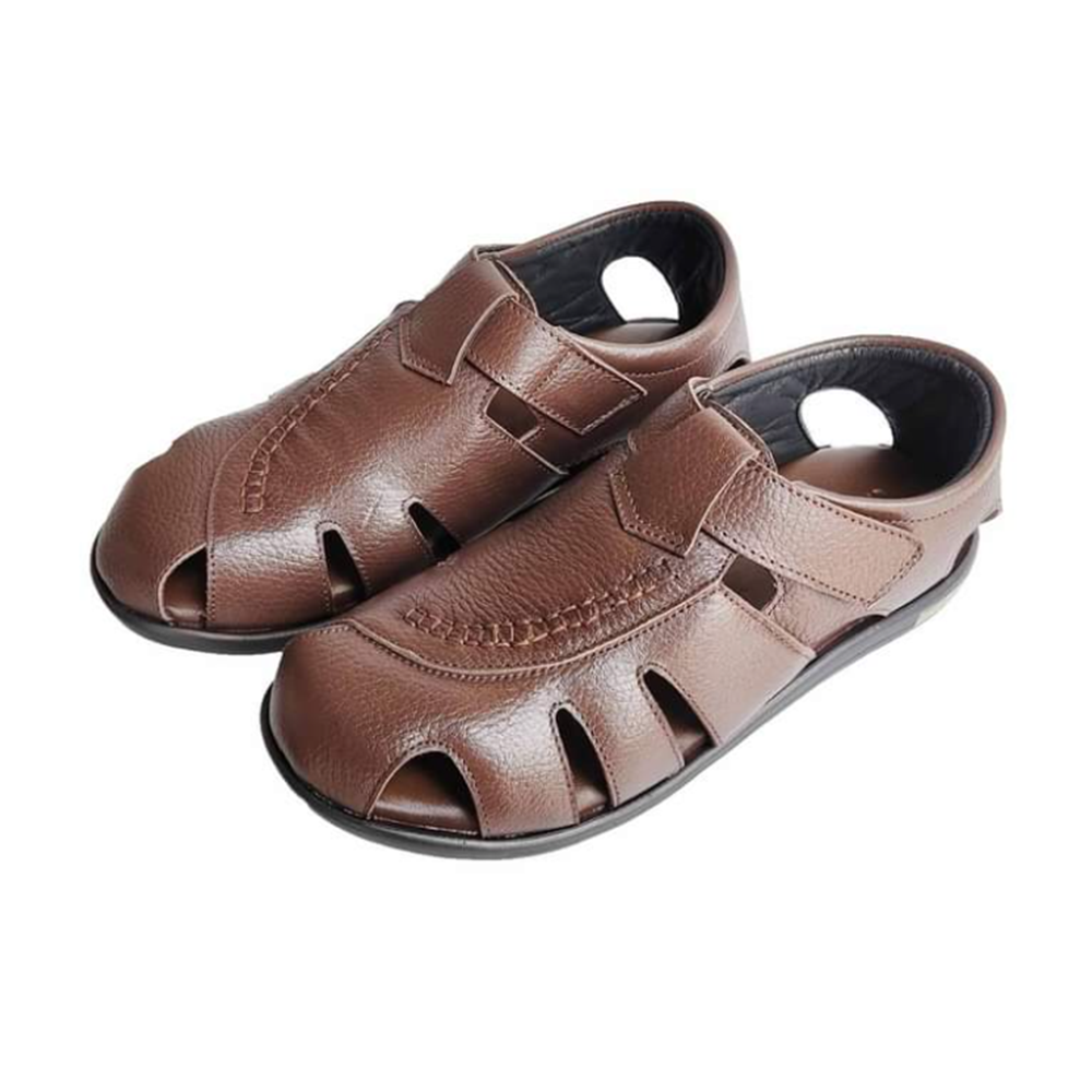 Leather Cycle Shoe for Men - Brown - 02