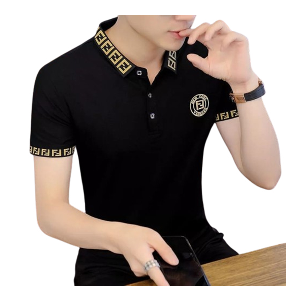 Cotton Half Sleeve Polo T-Shirt for Men - Black - PT-M13 