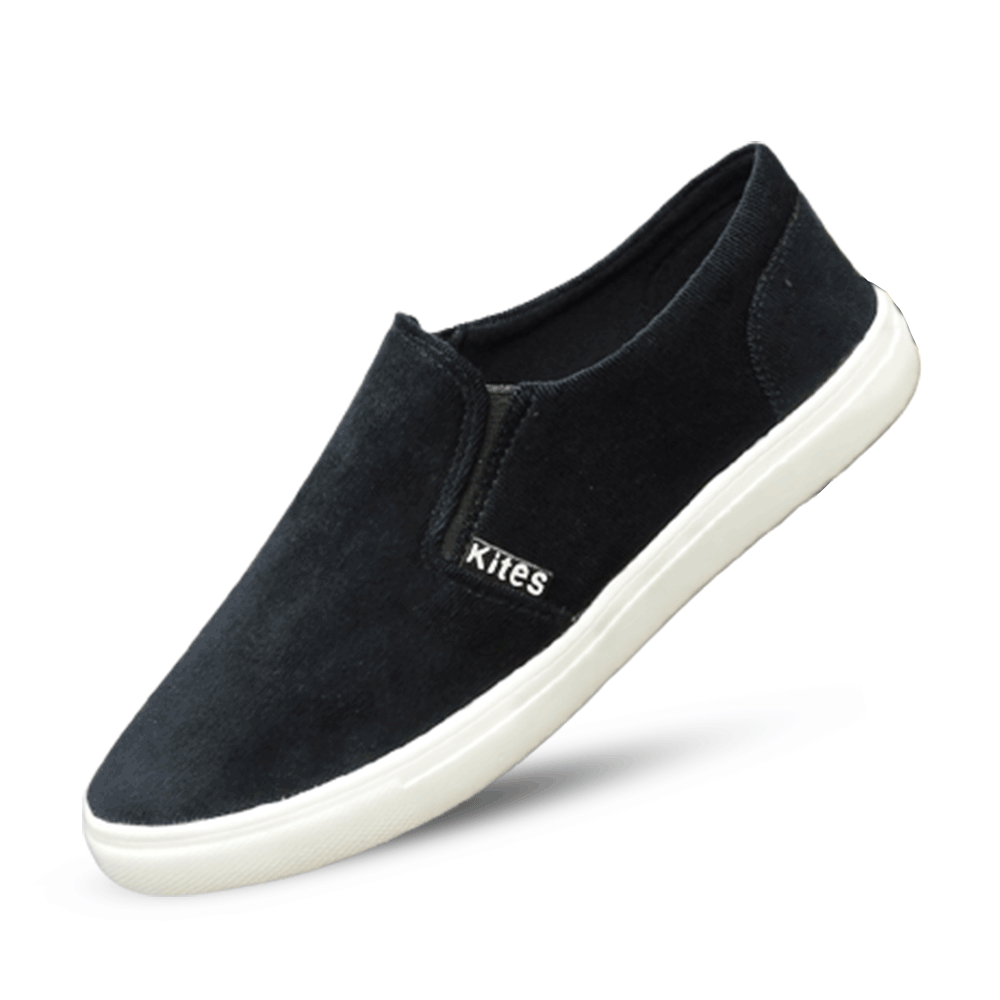 Kites Corduroy Fabric Light Casual Canvas Shoe For Men - Black - SK1048