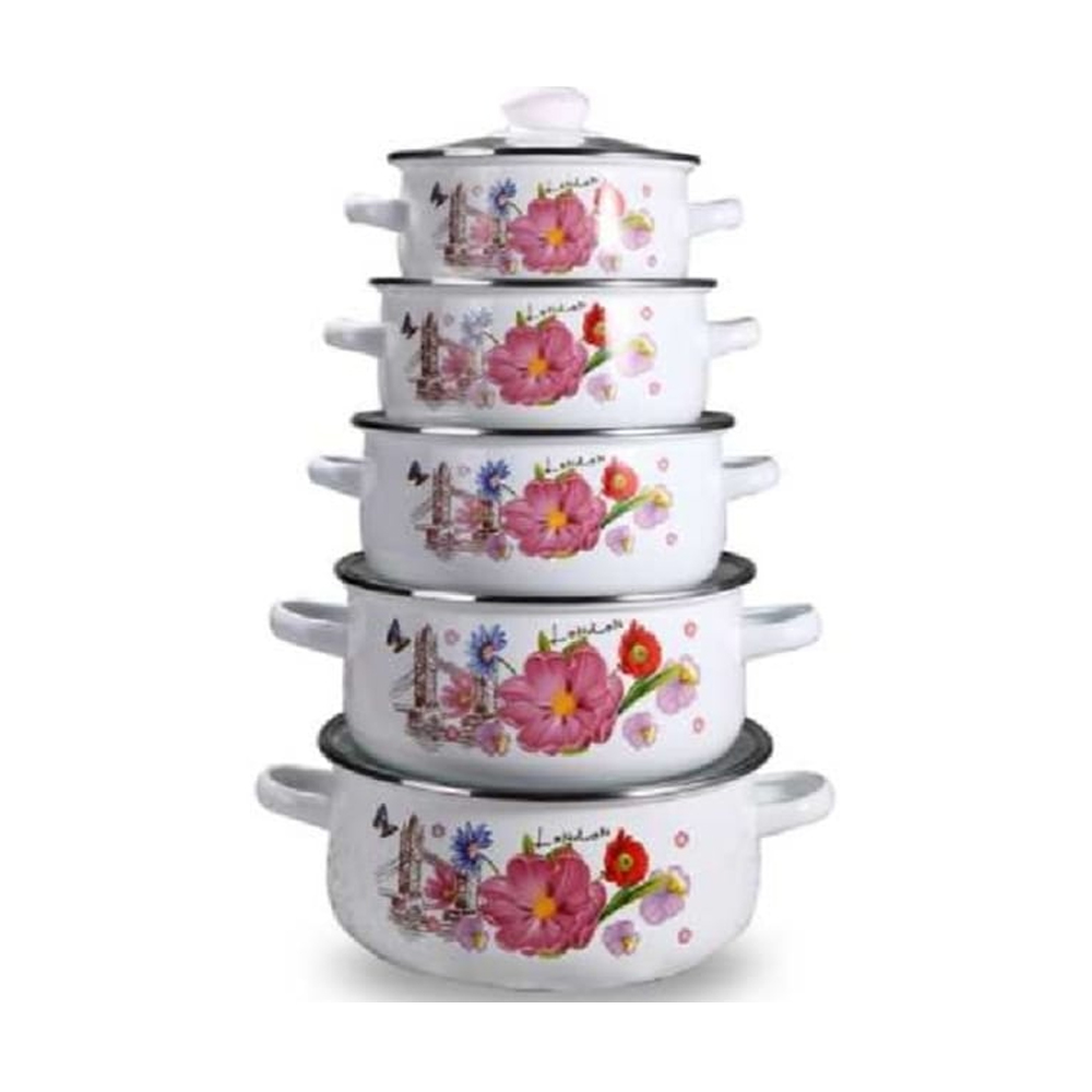 Set of 5 Pcs REOONA Enamel Casserole Pot Set