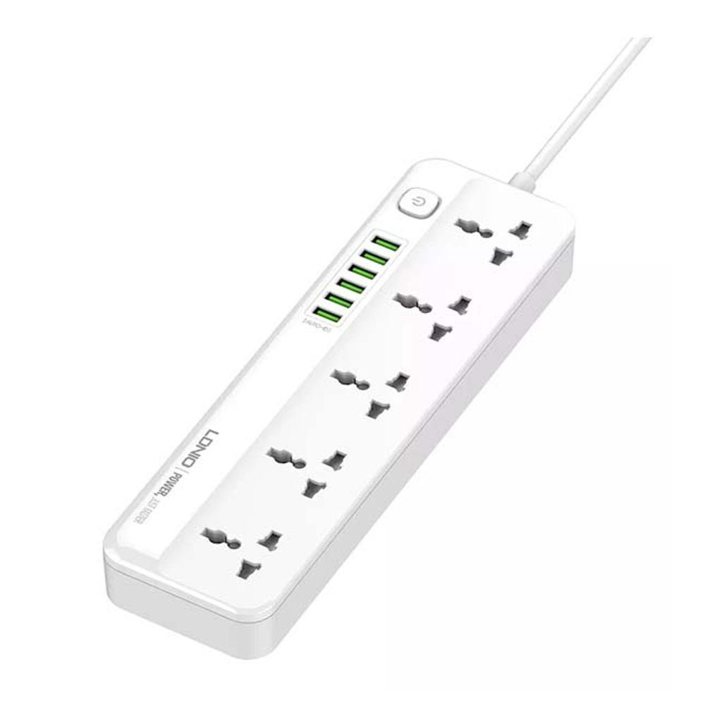 Ldnio Sc5614 Power Strip 5 Ac Outlets And 6 Usb Charging Ports - White